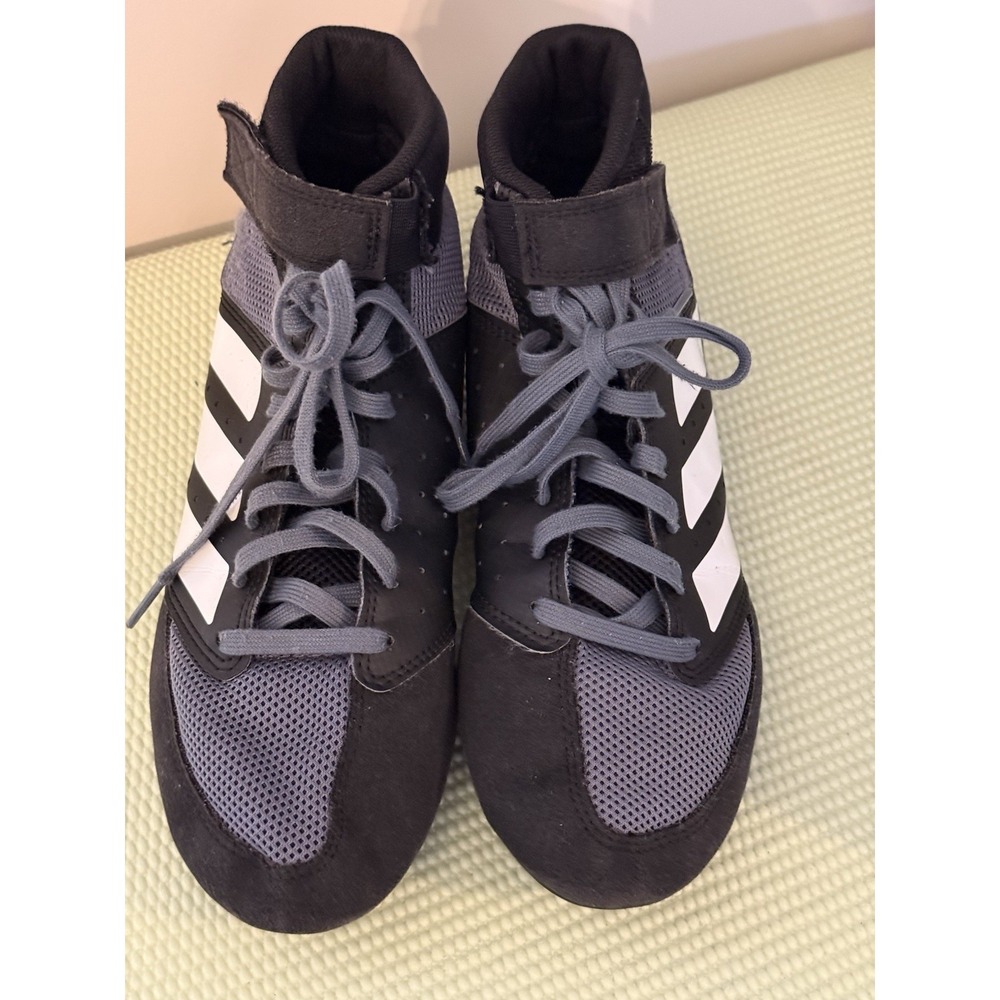 Size 7.5 - adidas Mat Hog 2.0 Mid Black & White Grey Wrestling Sports Athletic